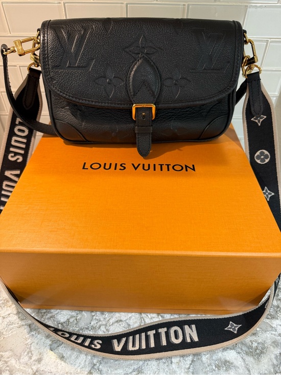 Louis Vuitton Handbags - Louis Vuitton Black Embossed Monogram Crossbody with Branded Strap